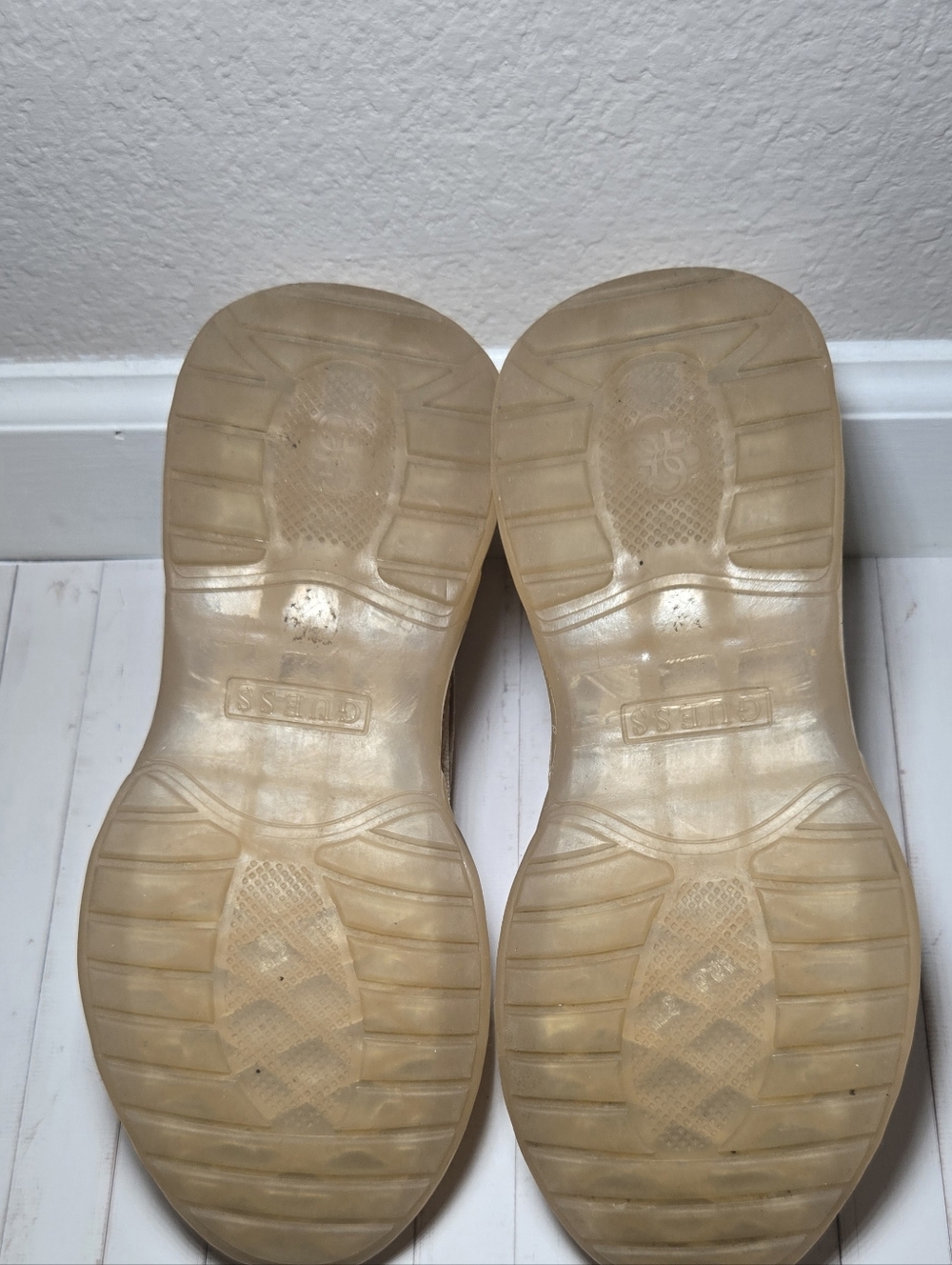 Guess Women's Translucent Beige Jelly Heels